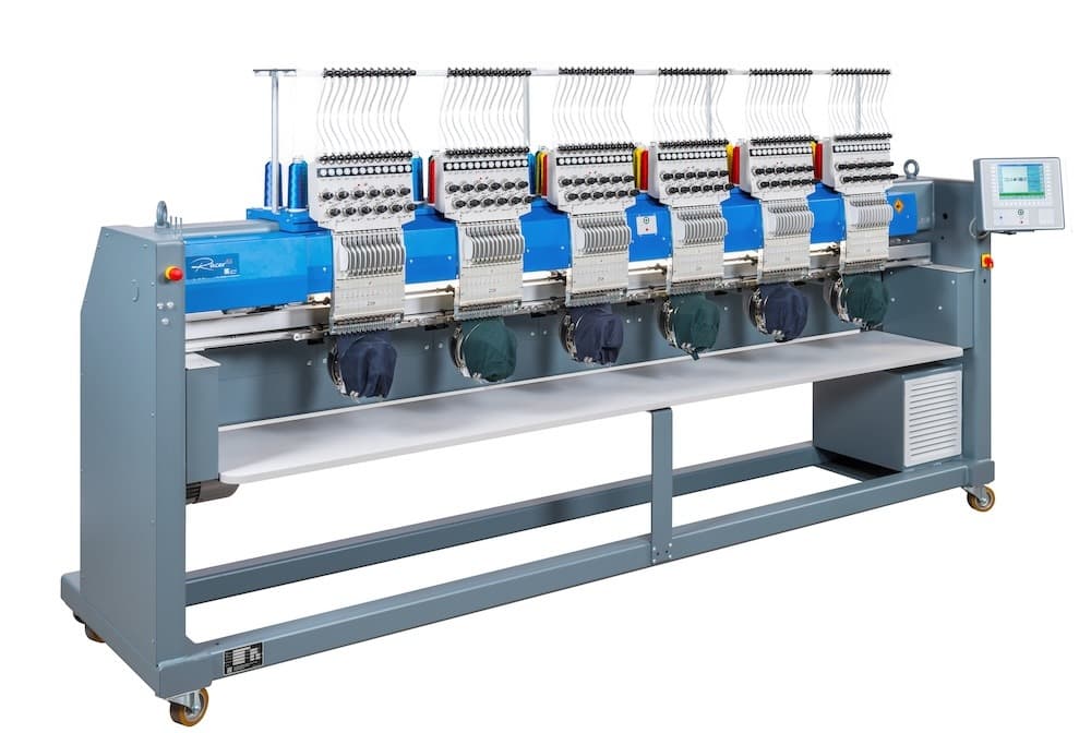 ZSK Racer 6-head commercial embroidery machine on the 725 Embroidery production floor